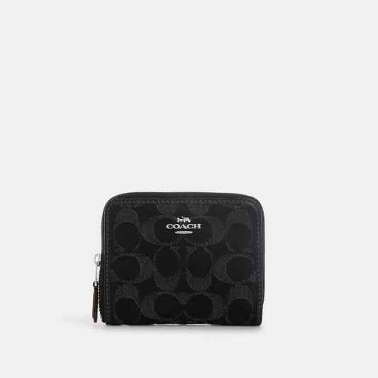 Coach Outlet Small Zip Around Wallet In Signature Denim
