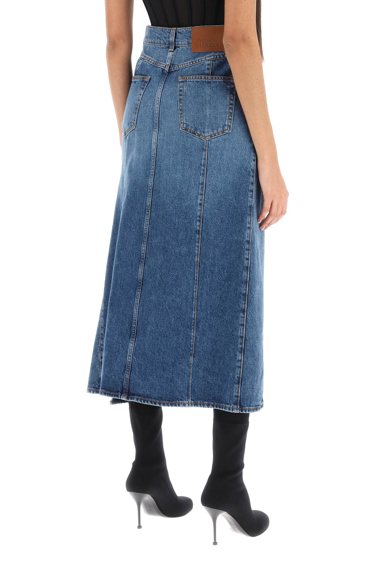 Alexander mcqueen denim skirt with cut out