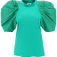 Alexander mcqueen t-shirt with ruched balloon sleeves in poly faille