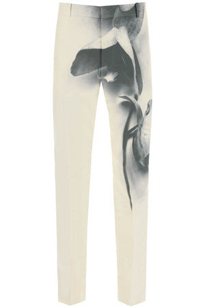alexander mcqueen cigarette pants ankle-slit trousers made pants include practical side slit pockets and a welt pocket ALEXANDER MCQUEEN - Orchid Printed