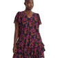 Plus Size Floral Georgette Drop-Waist Dress