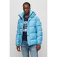 Water-repellent hooded puffer jacket with logo badge