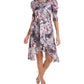 Marchesa Notte Floral Textured Charmeuse Midi Dress
