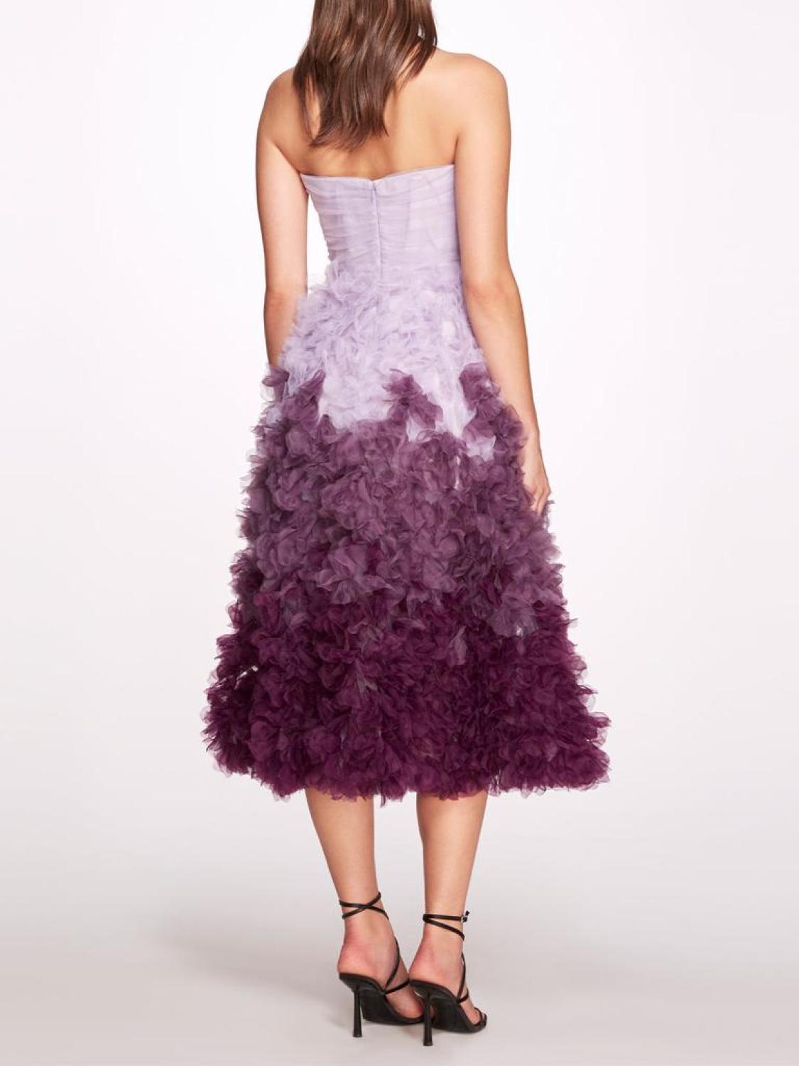 OmbrÃ Textured Tulle Tea-Length Gown