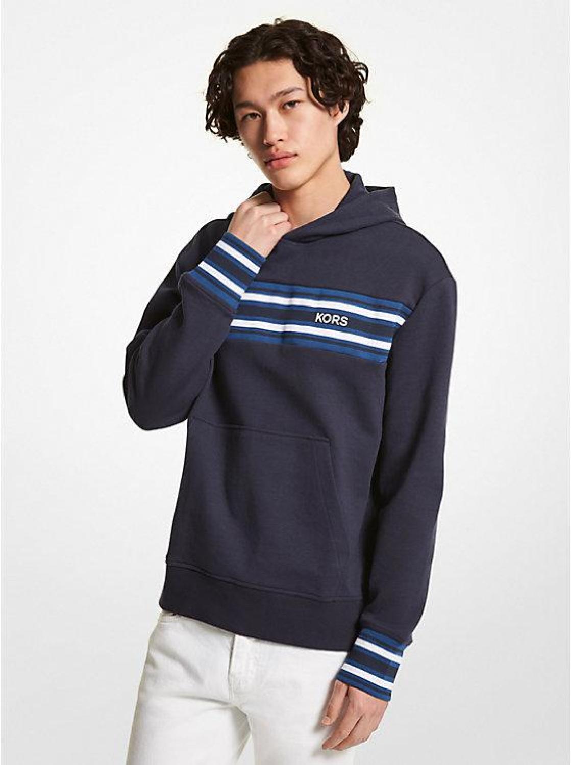 Striped Cotton Blend Hoodie