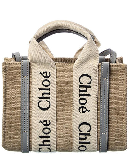 Chloé Woody Mini Canvas & Leather Tote