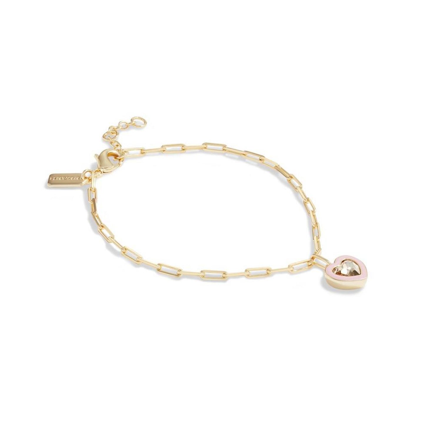 Faux Stone Crystal Heart Charm Bracelet