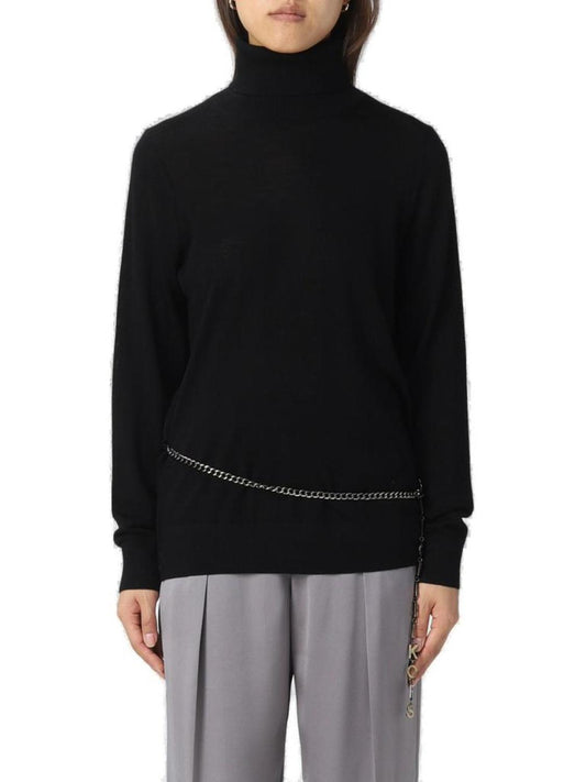 Michael Kors Logo Plaque Chained Long-Sleeved Jumperr
