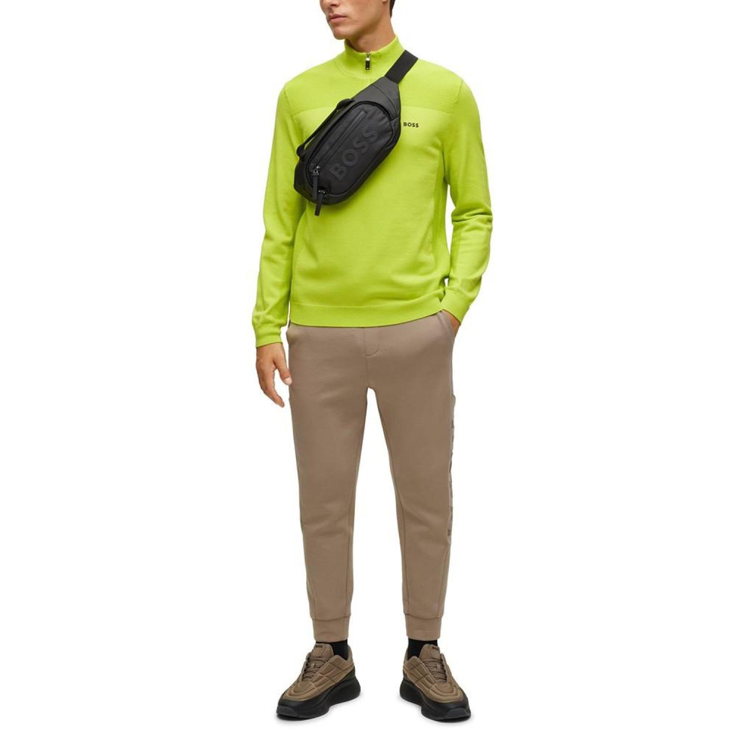Men's Branded Zip-Neck Sweater