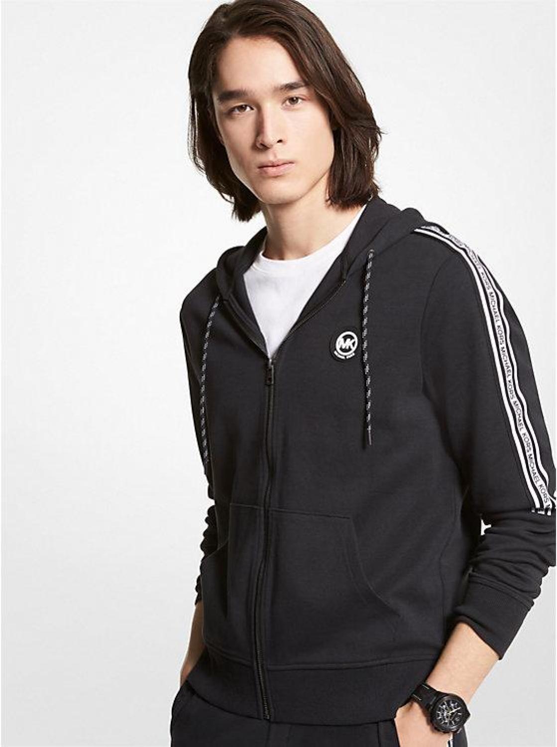 Logo Tape Cotton Blend Zip-Up Hoodie