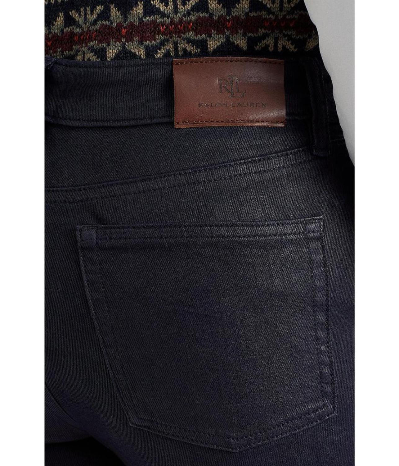 Coated Mid-Rise Straight Ankle Jeans in Lauren Navy Wash