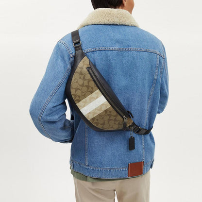 Coach Outlet Warren Belt Bag In Blocked Signature Canvas With Varsity