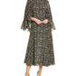 Michael Kors Floral Ruffle Silk Cape Dress