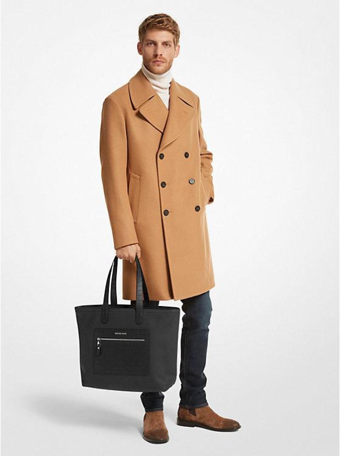 Hudson Textured Leather Top-Zip Tote Bag