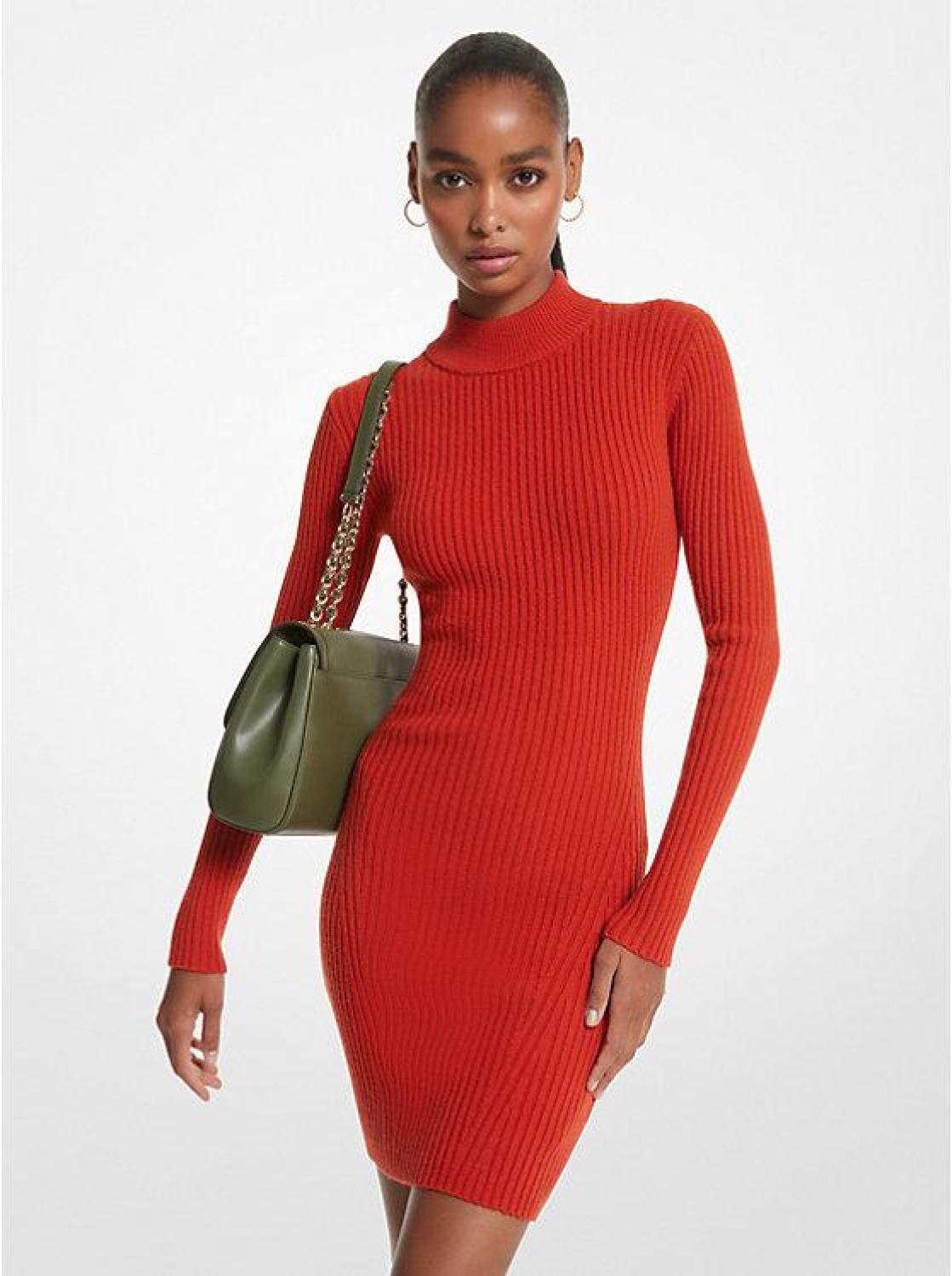 Ribbed Merino Wool Blend Dress