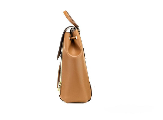 Michael Kors Phoebe Medium ivory Signature PVC Leather Flap Backpack Women's Bookbag