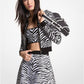 Zebra Jacquard Zip-Up Sweater