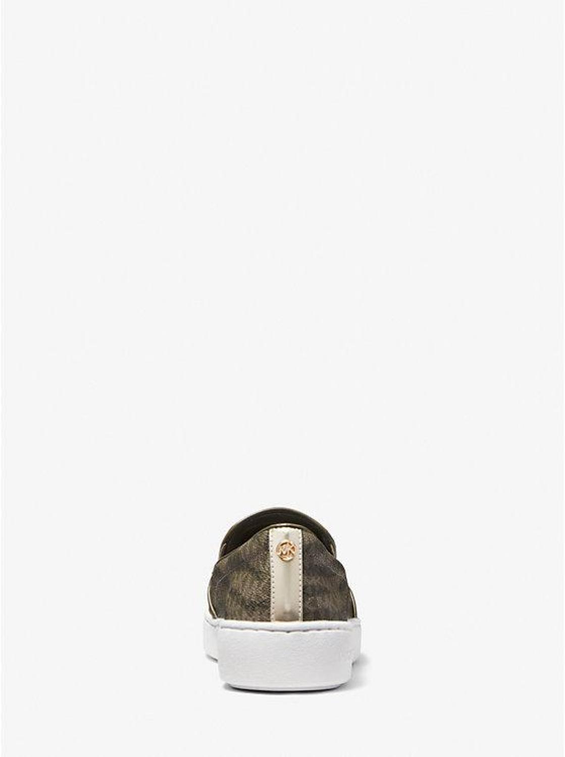 Keaton Animal Logo Print Leather Slip-On Sneaker