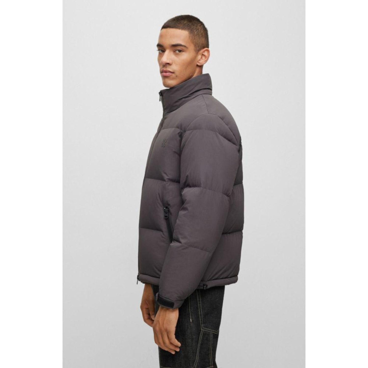 Regular-fit water-repellent puffer jacket with stacked logo