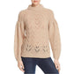 Womens Wool Blend Pointelle Sweater