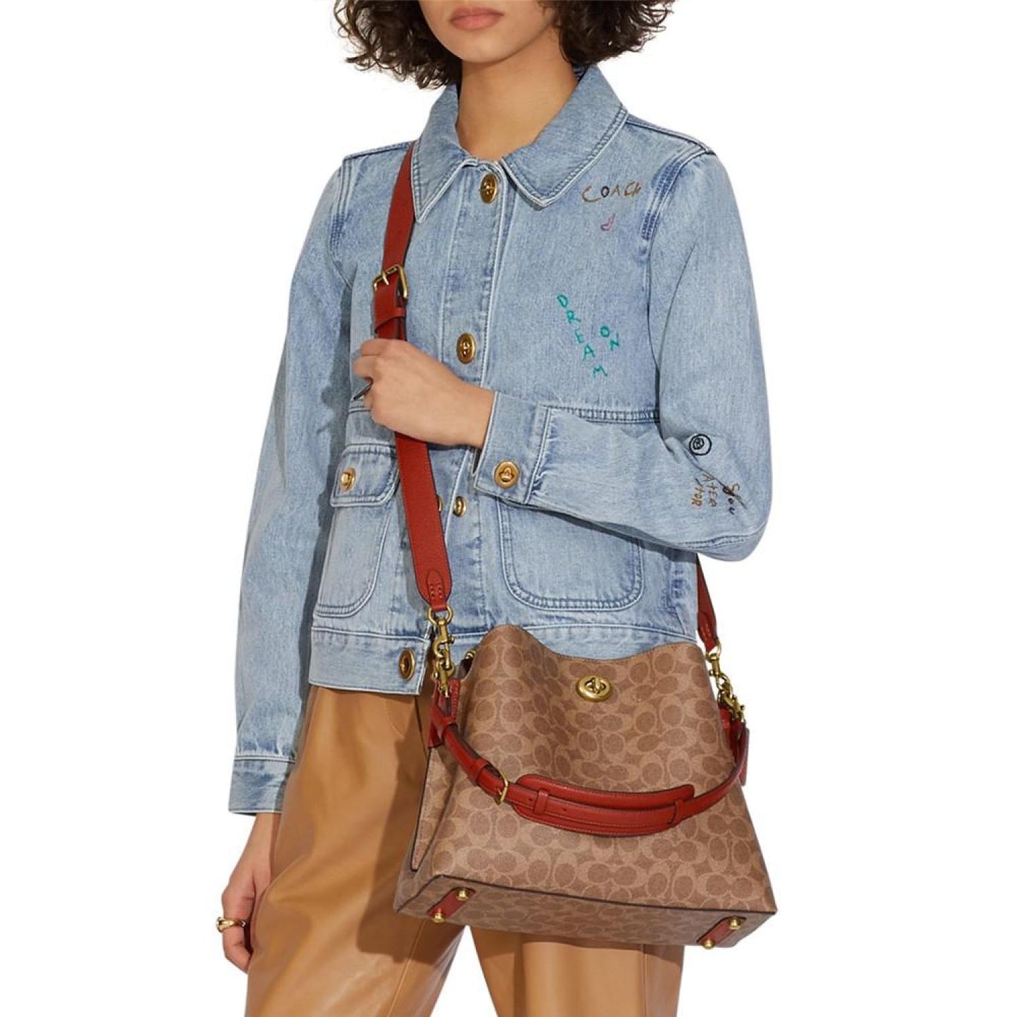 Signature Coated Canvas Willow Shoulder Bag with Convertible Straps