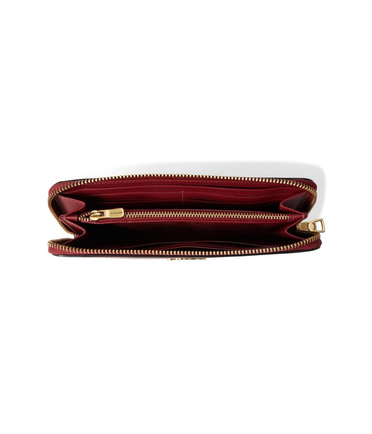 Smooth Leather Slim Accordion Zip
