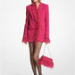 Feather Trim Crepe Boyfriend Blazer