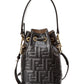 FENDI Mon Tresor Mini Leather Bucket Bag, Black