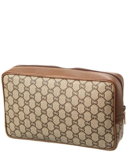 Gucci Brown GG Supreme Canvas Plus Pouch (Authentic Pre-Owned)