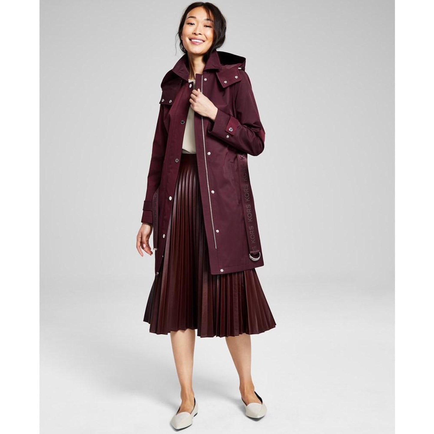 Women's Hooded Belted Trench Coat