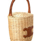 CELINE Logo Wicker & Leather Basket Tote