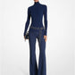 Ribbed Stretch Viscose Turtleneck Sweater