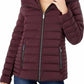 Down Fill With Bib Short Full Zip Puffer Jacket In Burgundy