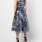 One-Shoulder Tulle Tea-Length Gown In Navy