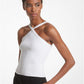 Stretch Viscose Cross-Neck Tank Top