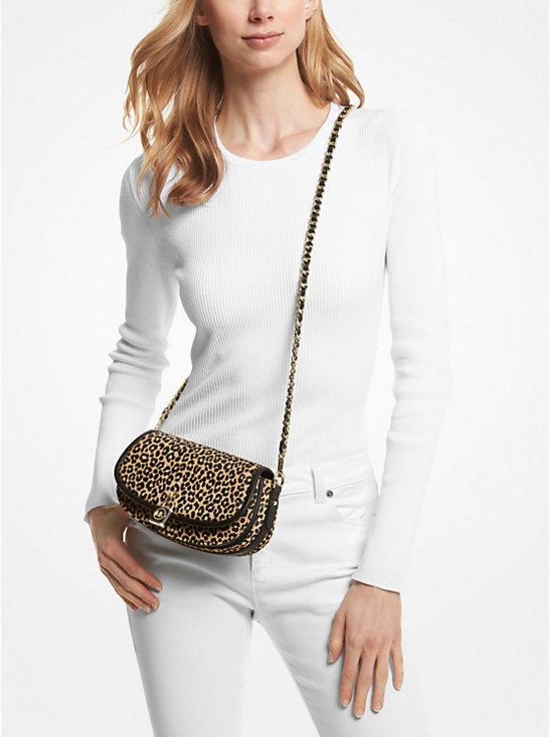 Mila Small Leopard Print Calf Hair Shoulder Bag