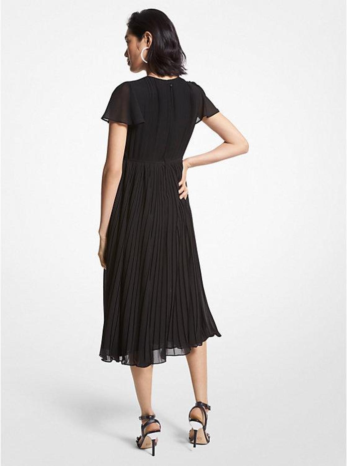 Pleated Georgette Midi Dress