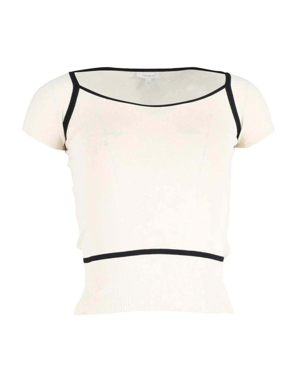 Max Mara Contrast Detail Top in Cream Cotton