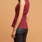 Metallic Peplum Top In Burgundymotif