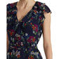 Floral Belted Crinkle Georgette Dress