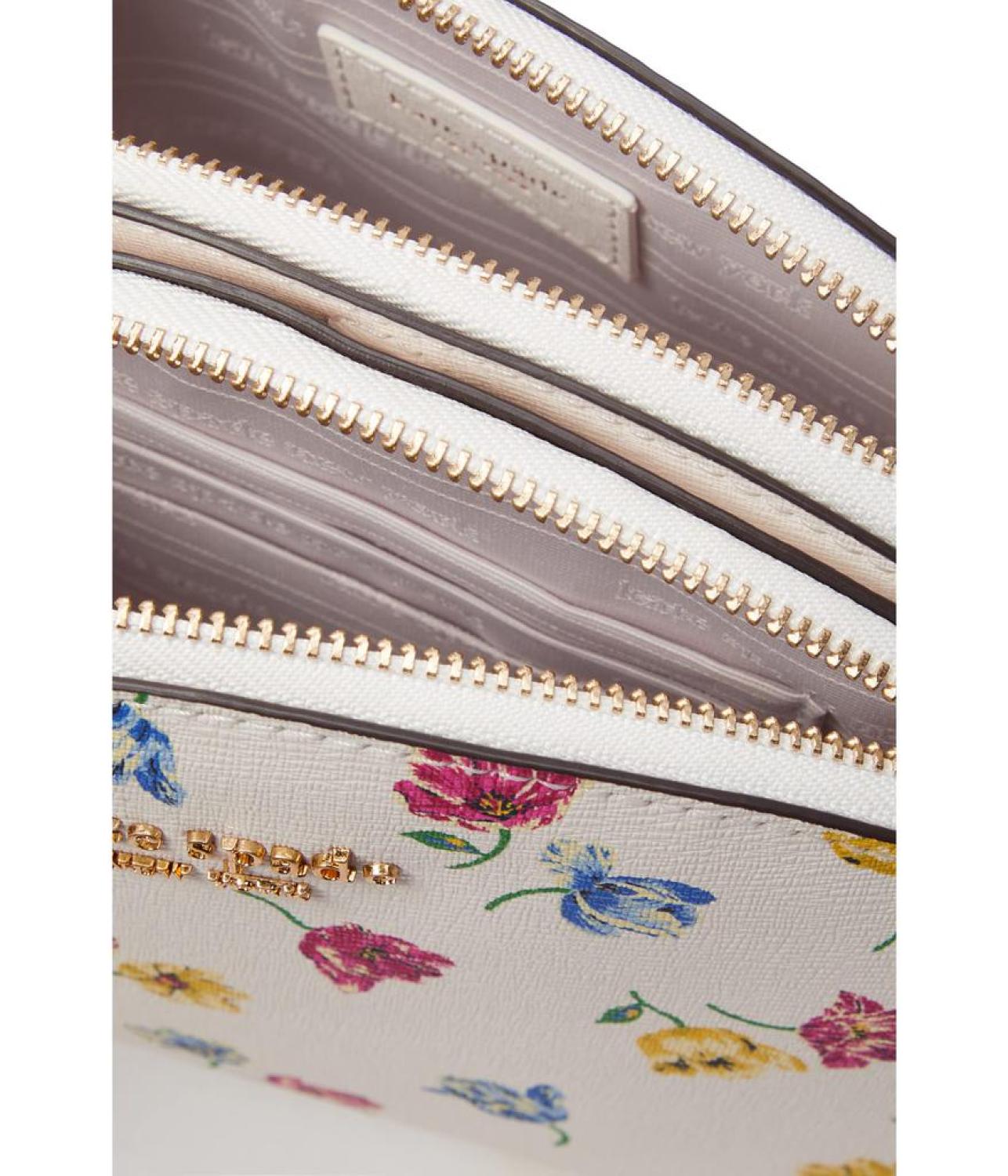 Morgan Tulip Toss Printed Soft Milling PVC Double Zip Dome Crossbody
