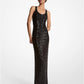 Paillette Embroidered Stretch Tulle Racerback Gown