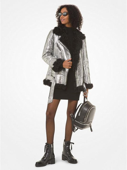 Metallic Shearling Coat