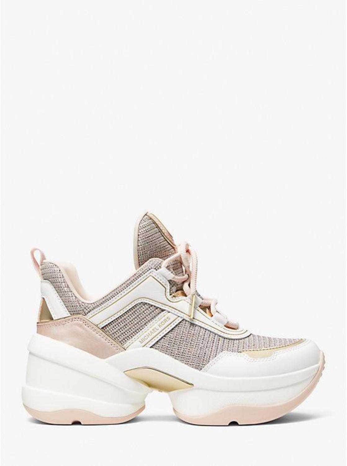 Olympia Glitter Chain-Mesh and Leather Trainer