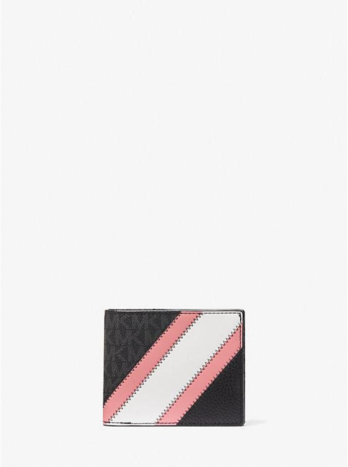 Logo and Faux Leather Stripe Wallet With Passcase Gift Set