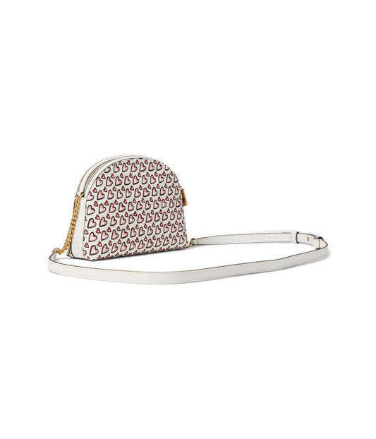 Morgan Valentines Heart Print Double Zip Dome Crossbody