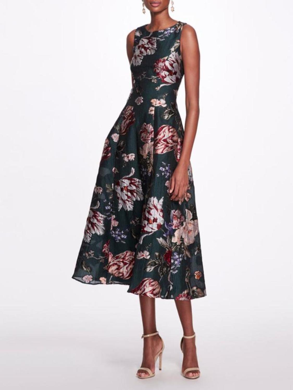 Floral Fil CoupÃ Tea-length Gown