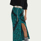 Floral Knit Midi Skirt In Green