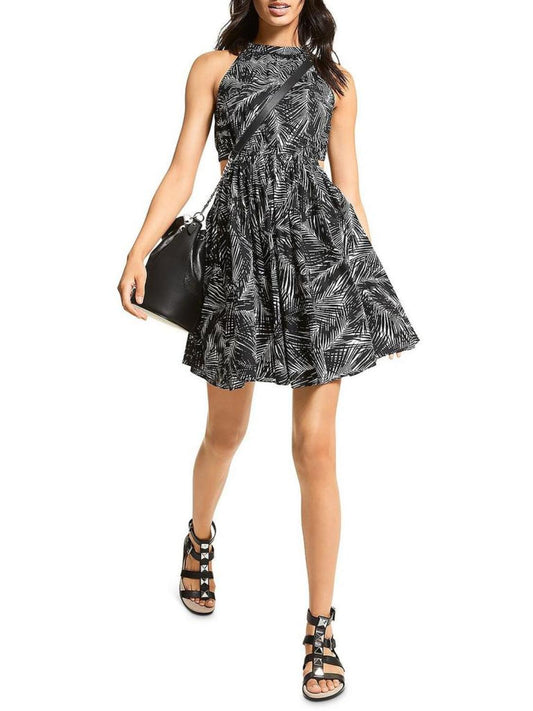 Womens Printed Midi Fit & Flare Dress