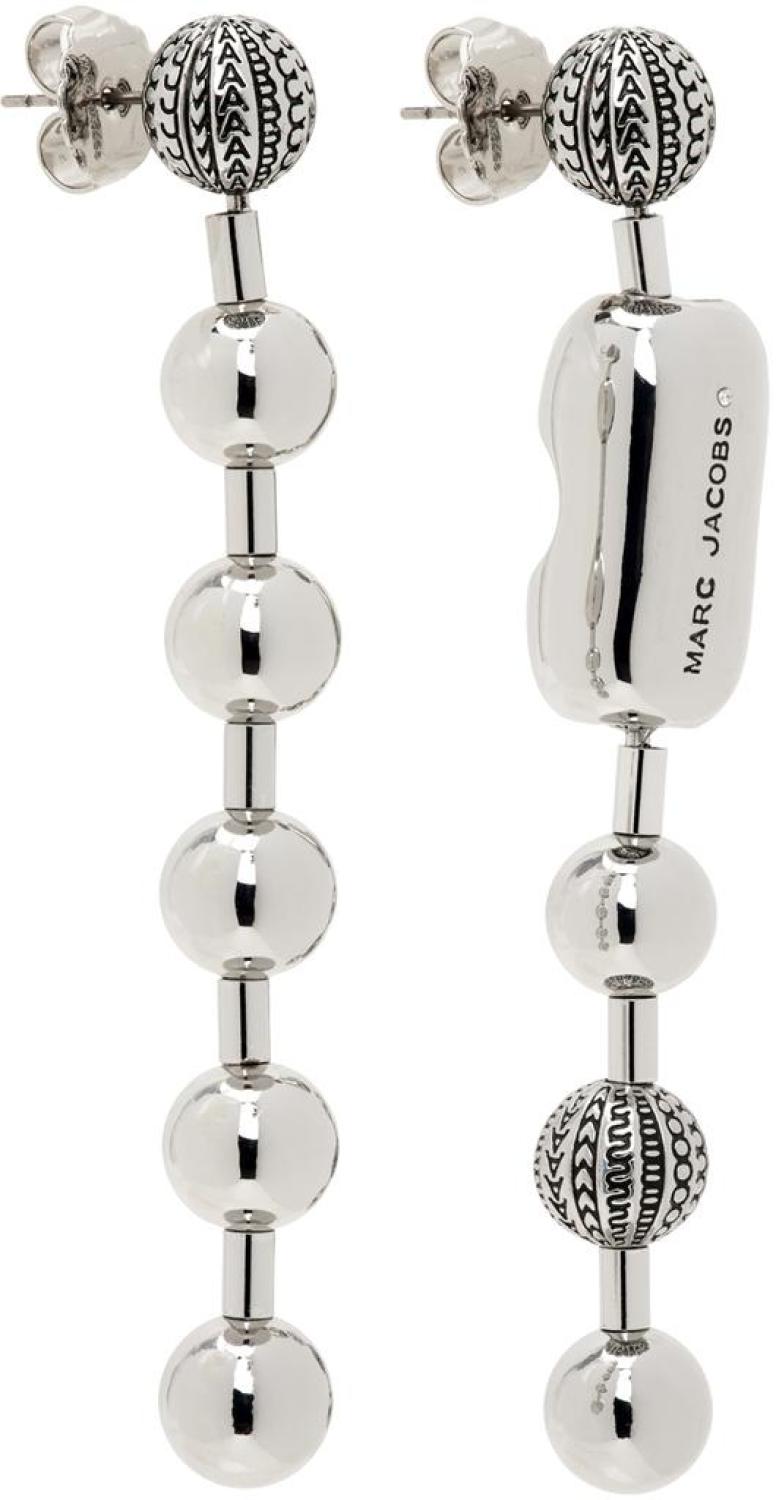Silver 'The Monogram Ball Chain' Earrings